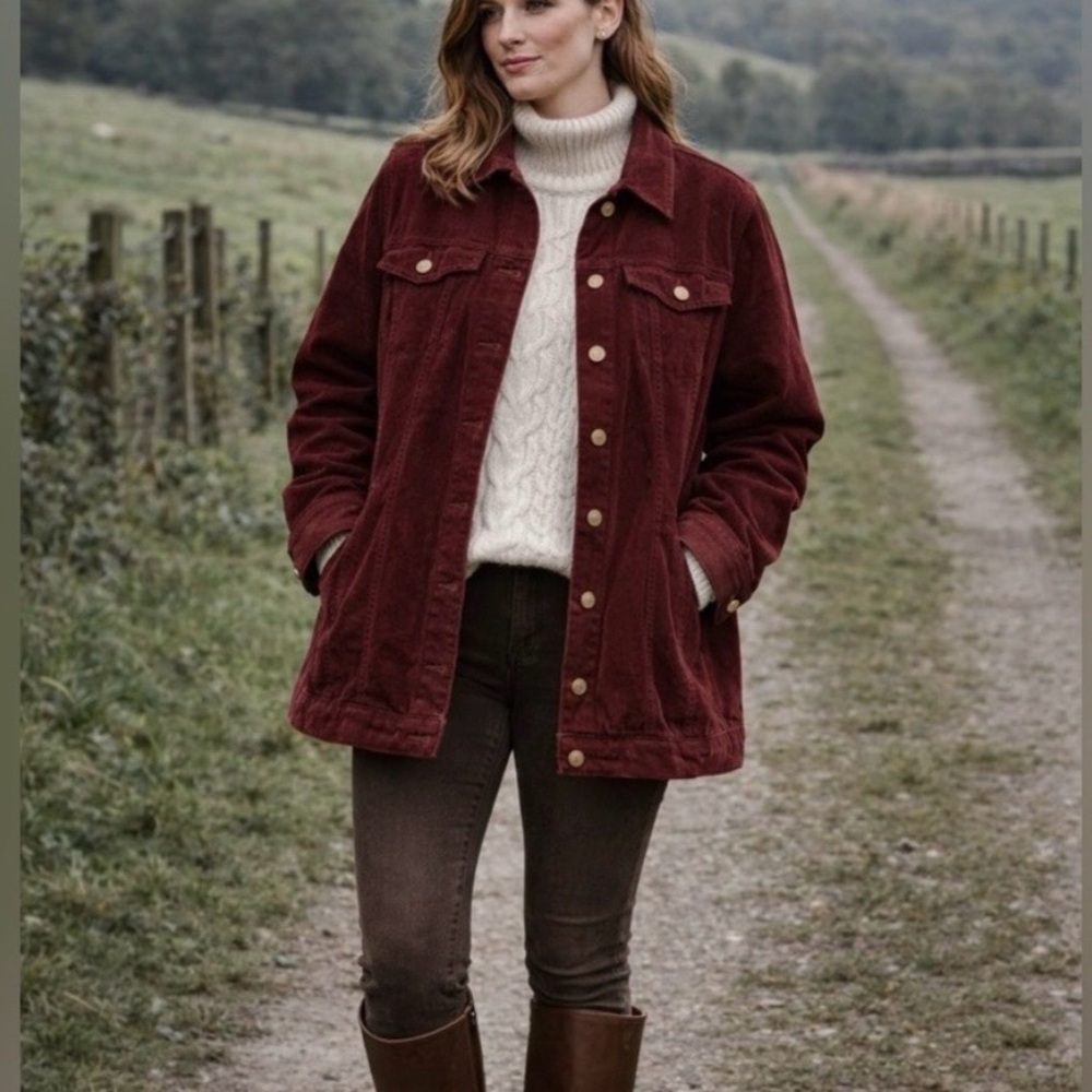 Pendleton Burgundy Corduroy Trucker Jacket Women’s Size L